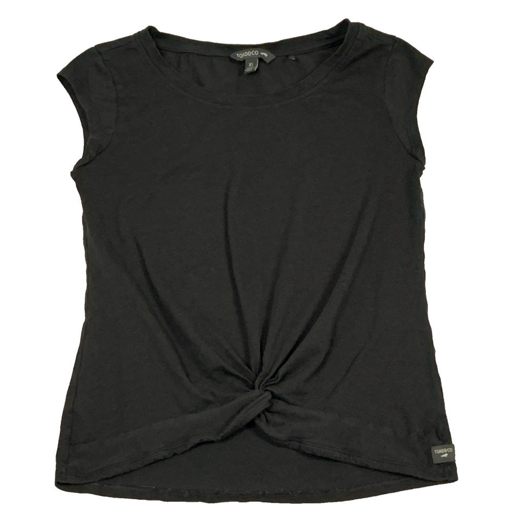 Toad & Co Anza Cap Sleeve Tee Twist Front Charcoal Grey Women's XS Organic